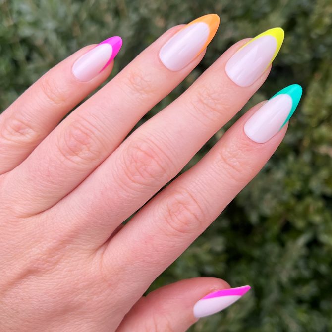 Neon Rainbow French | Long | Almond