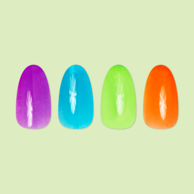 Neon Rainbow Jelly - Press-On | Medium | Oval