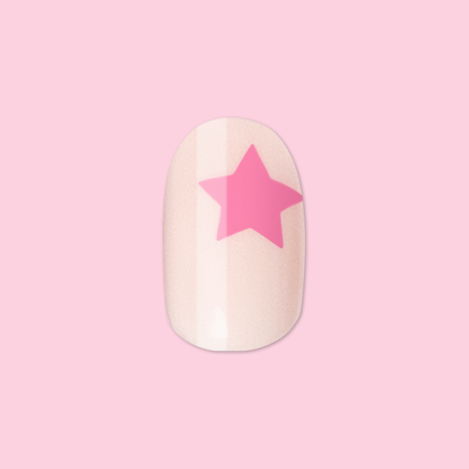 Pink Star Party | Extra Short | Round - Tab Press-On