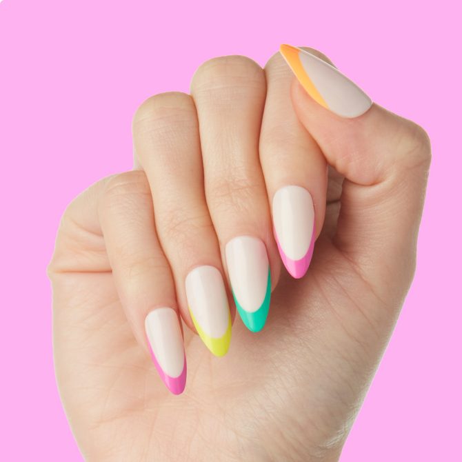 Neon Rainbow French | Long | Almond